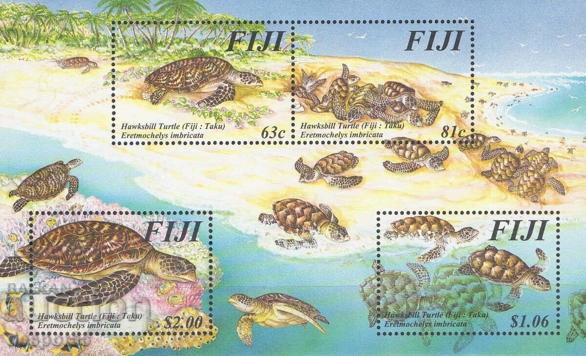 1997. Фиджи. Жизненият цикъл на костенурката Hawksbill. Блок