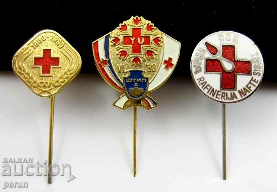Auction LOT THREE OLD BADGES-RED CROSS-1980-YUGOSLAVIA Auction LOT THREE OLD BADGES-RED CROSS-1980-YUGOSLAVIA