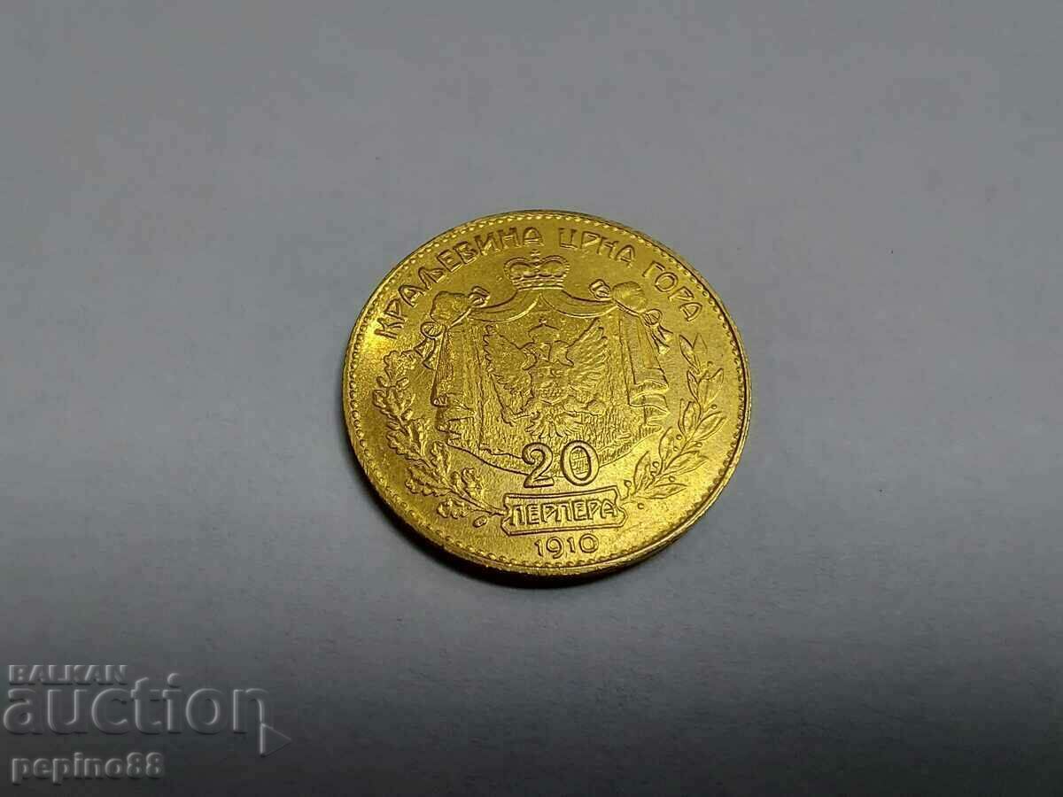 Montenegro 20 perpera, 1910