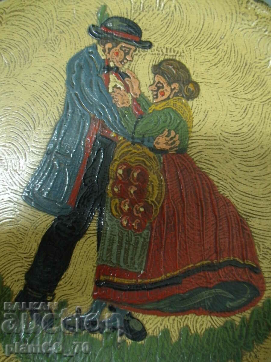 Аукцион №*6288 старо дървено пано   - ръчно рисувано  1941 г