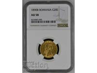 20 Lei 1890 Romania - NGC AU58 (Gold)