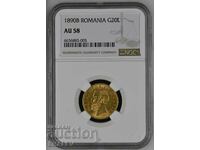 20 Lei 1890 Romania - NGC AU58 (Aur)