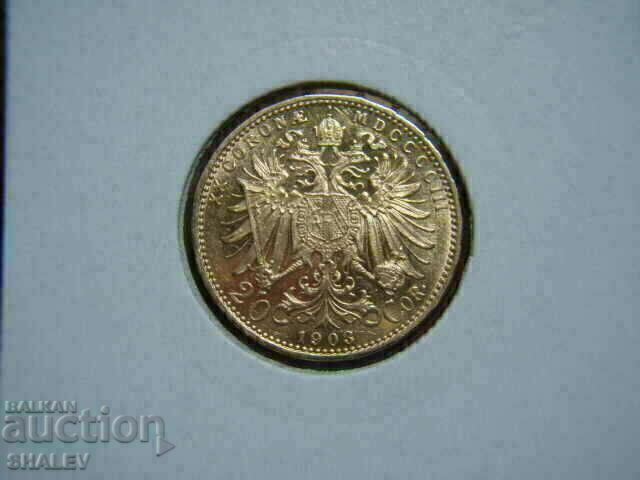20 Corona 1903 Austria - AU/Unc (gold) with price 2149.89 BGN | € 1099.22 20 Corona 1903 Austria - AU/Unc (gold) with price 2149.89 BGN | € 1099.22
