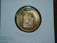 10 Gulden 1877 Netherlands (Нидерландия) /1 - AU/Unc (злато)