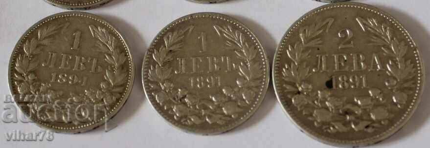 Licitație LOT DE 6 MONEDE DE ARGINT 1 BGN - 2 BGN