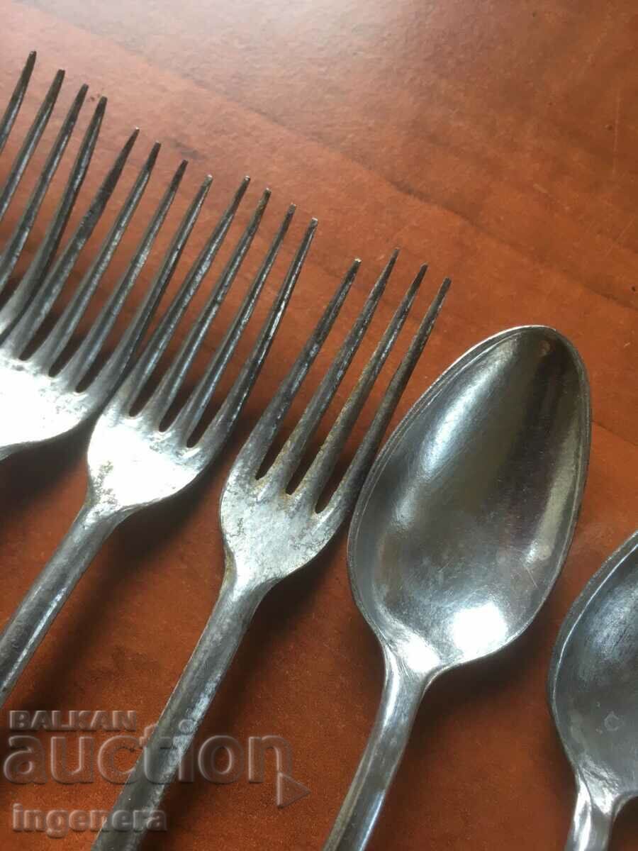 SPOON FORK ALUMINUM SUPPLIES FROM THE 60's - 6 SPOON FORK ALUMINUM SUPPLIES FROM THE 60's - 6