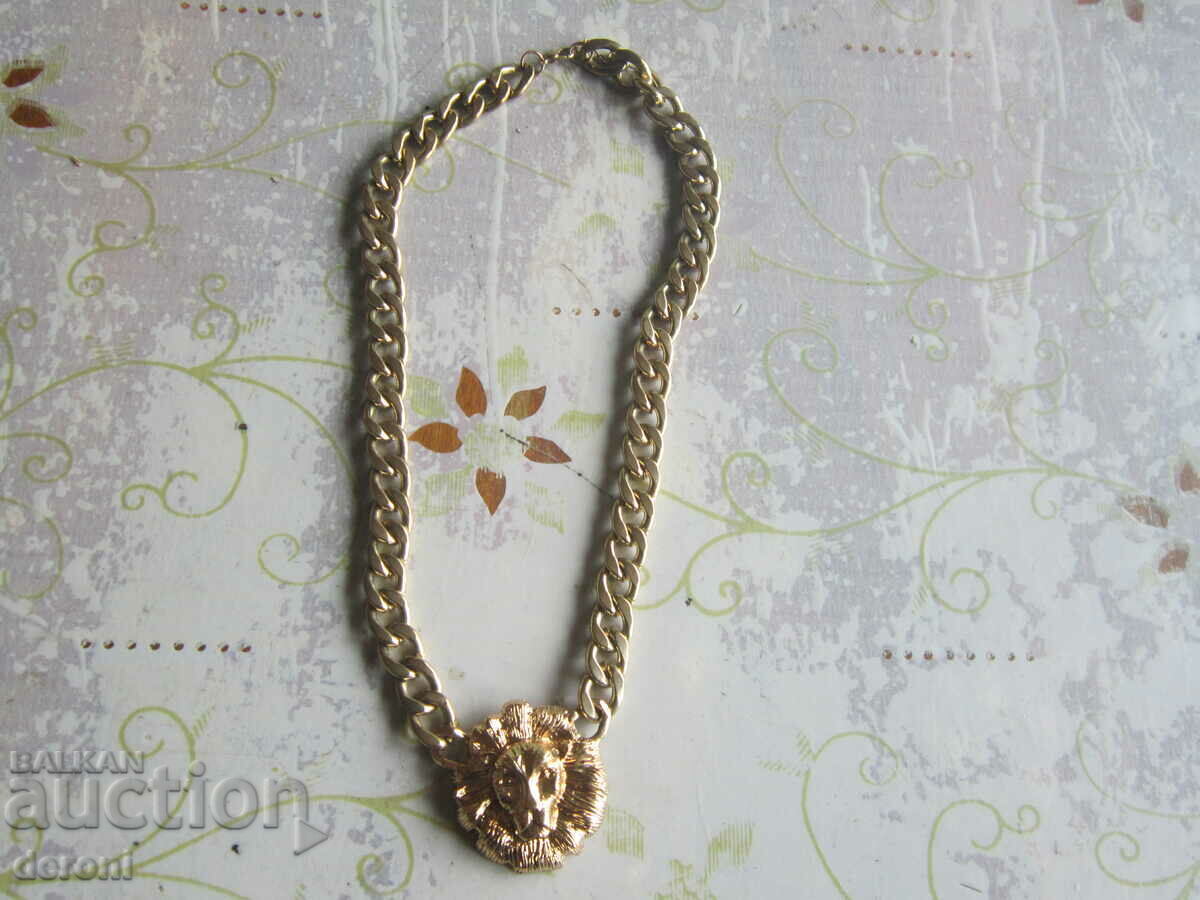 Позлатен бронзов ланец верига с лъв