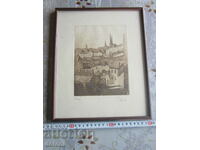 Great painting etching engraving signed 12