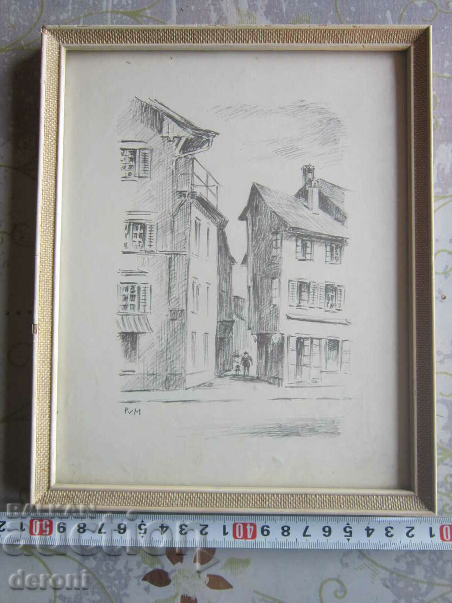Great painting etching engraving signed 14
