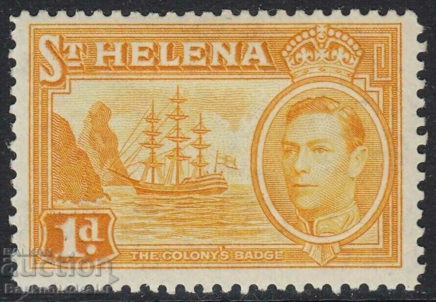 ST HELENA 1938-44 SG132a 1d GALBEN-PORTOCIAL MONTAT MENTĂRII