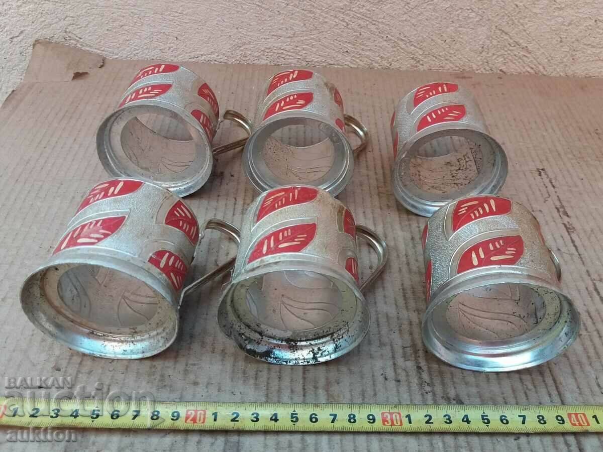 SET OF 6 PIECES OF METAL CUP FOR RUSSIAN CUPS - 5 SET OF 6 PIECES OF METAL CUP FOR RUSSIAN CUPS - 5