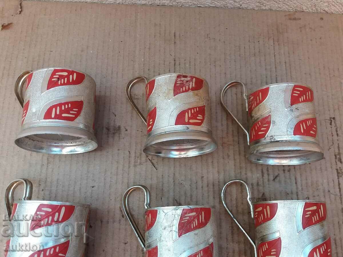 SET OF 6 PIECES OF METAL CUP FOR RUSSIAN CUPS - 6 SET OF 6 PIECES OF METAL CUP FOR RUSSIAN CUPS - 6