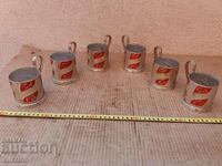 SET OF 6 PIECES OF METAL CUP FOR RUSSIAN CUPS