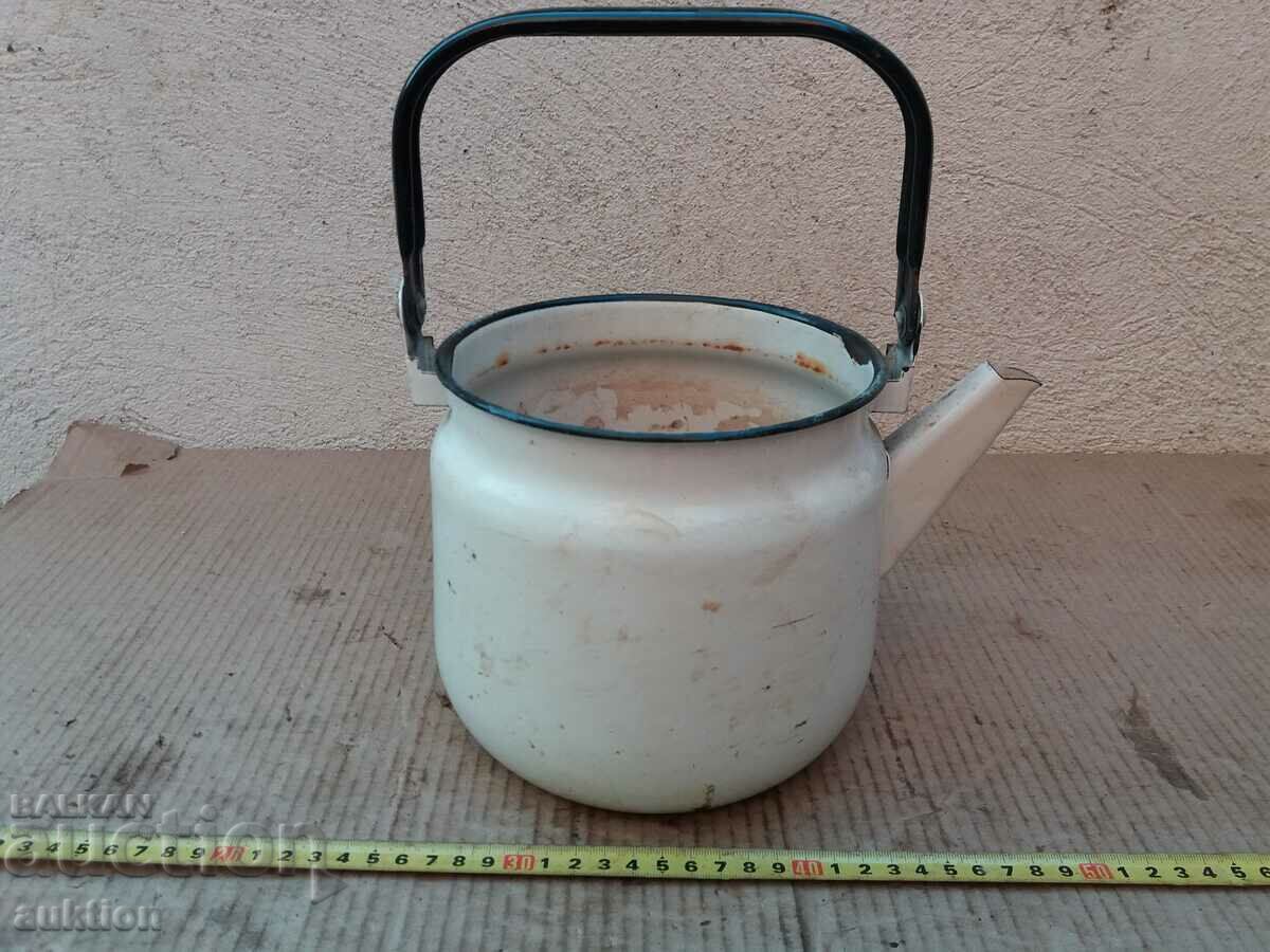 MASSIVE KETTLE - ENAMELED SOC. FOR DECORATION POT - 5 MASSIVE KETTLE - ENAMELED SOC. FOR DECORATION POT - 5