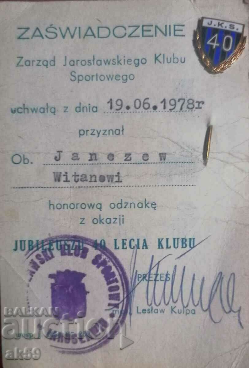 Polish sports badge.