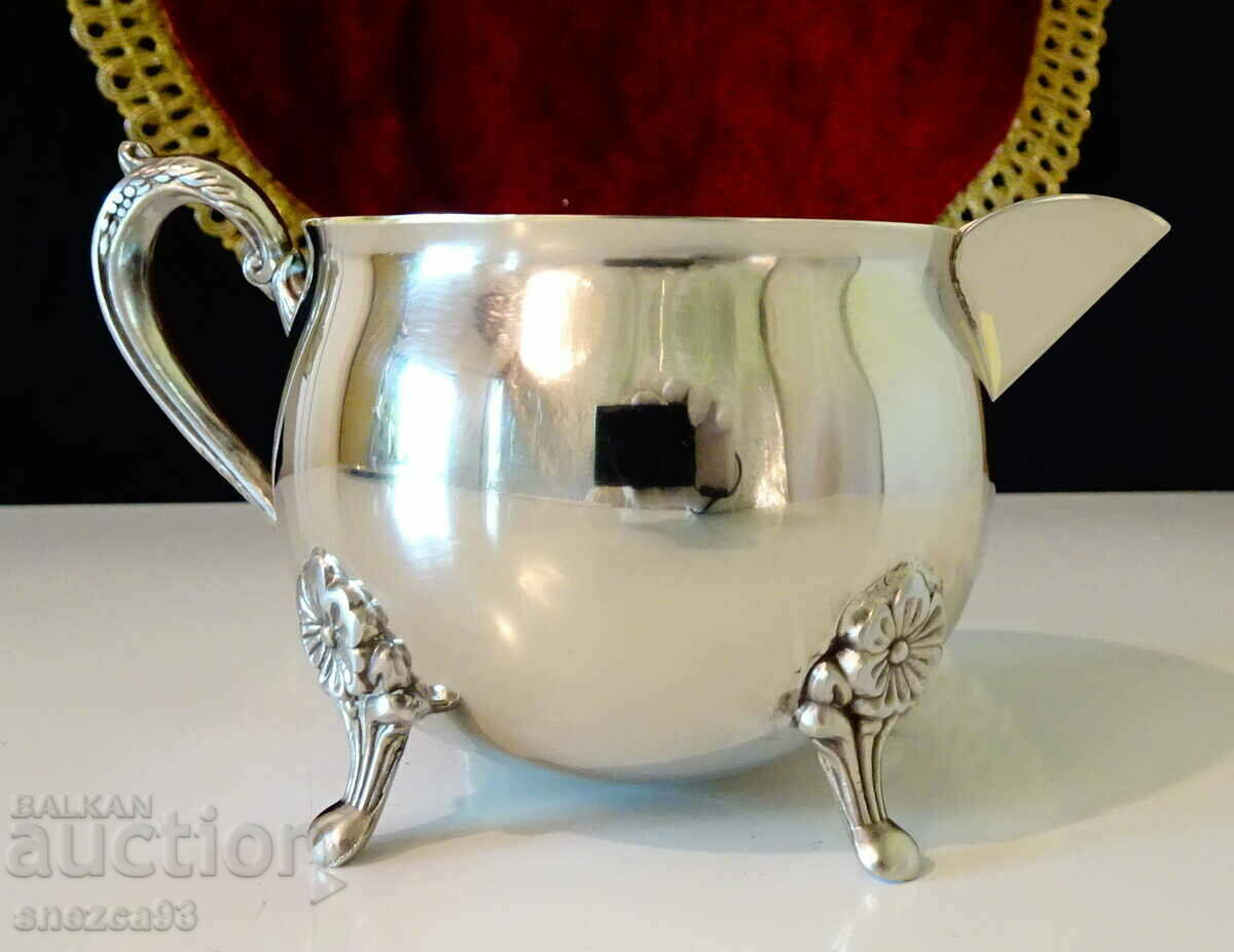 Silver-plated lathe, jug, brass, Vintage.