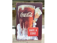 Метална табела Кока Kола Coca Cola чаша ледено студена лед