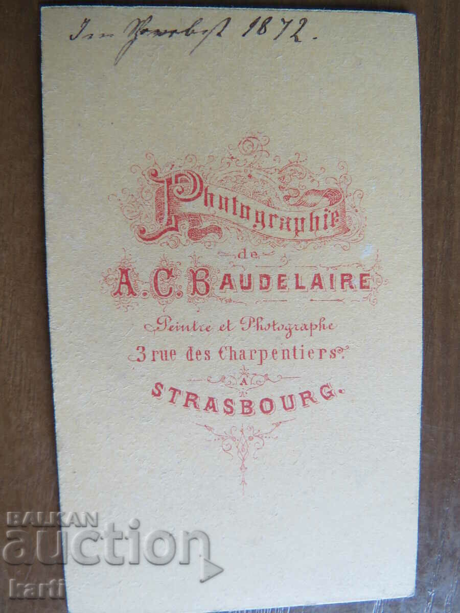 Licitație FOTOGRAFIE VECHE - CARTON - 1872 Licitație FOTOGRAFIE VECHE - CARTON - 1872