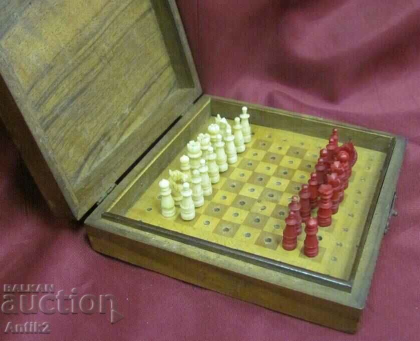 Antique Mini Chess in a wooden box with price 150.00 BGN | € 76.69 Antique Mini Chess in a wooden box with price 150.00 BGN | € 76.69