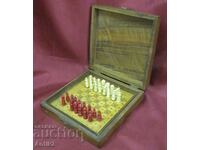 Antique Mini Chess in a wooden box