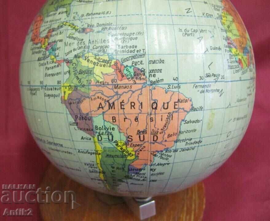 Auction Vintage Mini Globe with Wooden Stand Auction Vintage Mini Globe with Wooden Stand