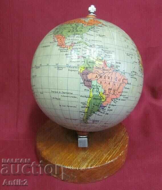 Vintage Mini Globe with Wooden Stand - 6 Vintage Mini Globe with Wooden Stand - 6