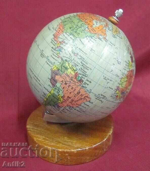 Vintage Mini Globe with Wooden Stand