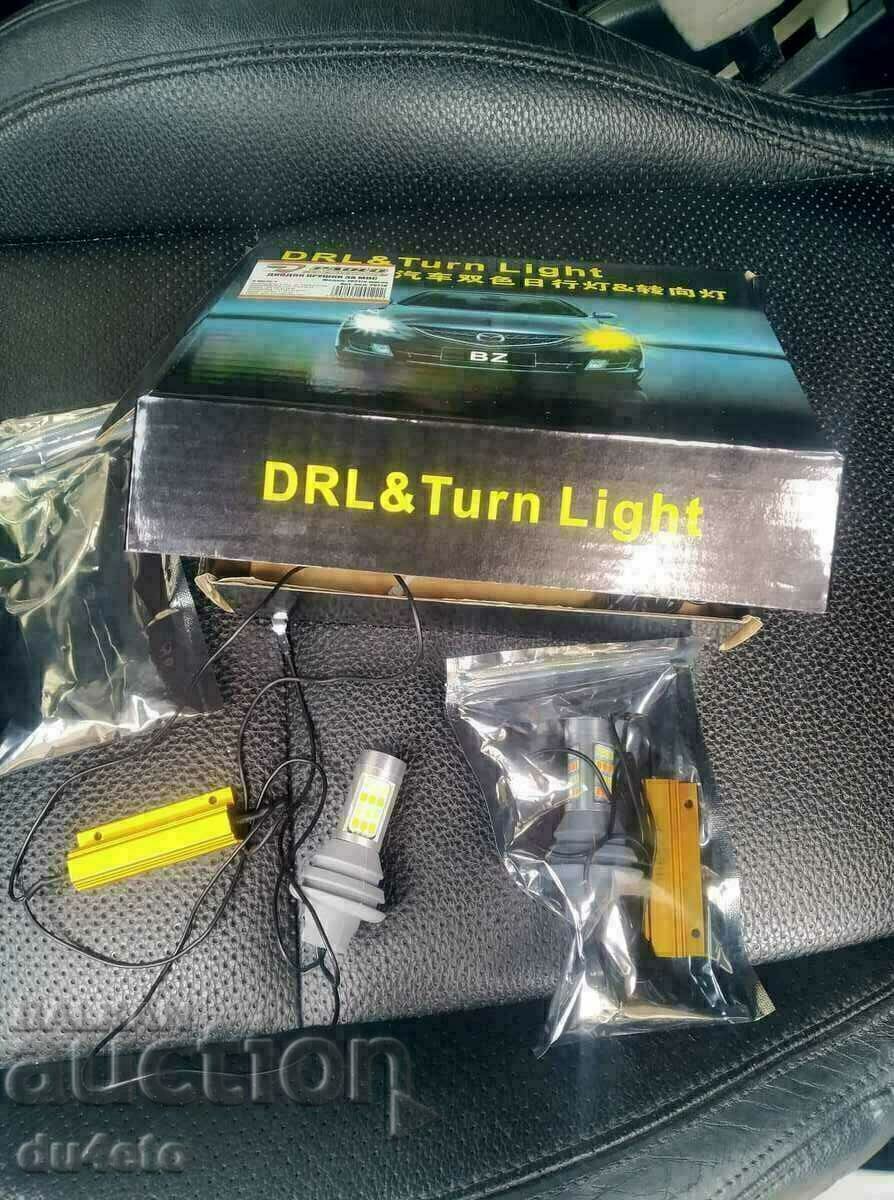 LED daytime running light bulbs with turn signal DRL + Turn Light m - 5 LED daytime running light bulbs with turn signal DRL + Turn Light m - 5