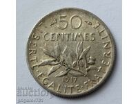 50 centimes silver France 1917 - silver coin №15
