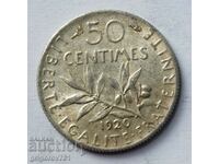 Ασημένιο 50 εκατοστά Γαλλία 1920 - ασημένιο νόμισμα №30