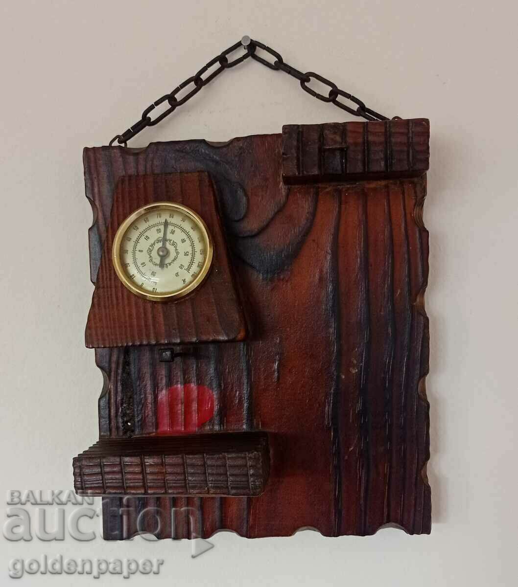 Wooden panel with barometer from Germany