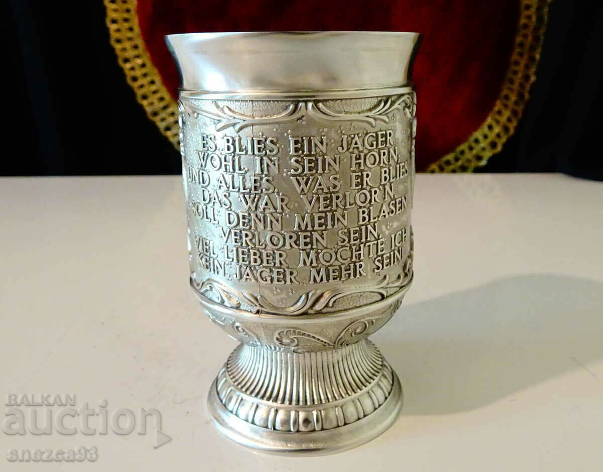 Pewter Wine Bowl, Rider, Dogs, Deer - 5 Pewter Wine Bowl, Rider, Dogs, Deer - 5