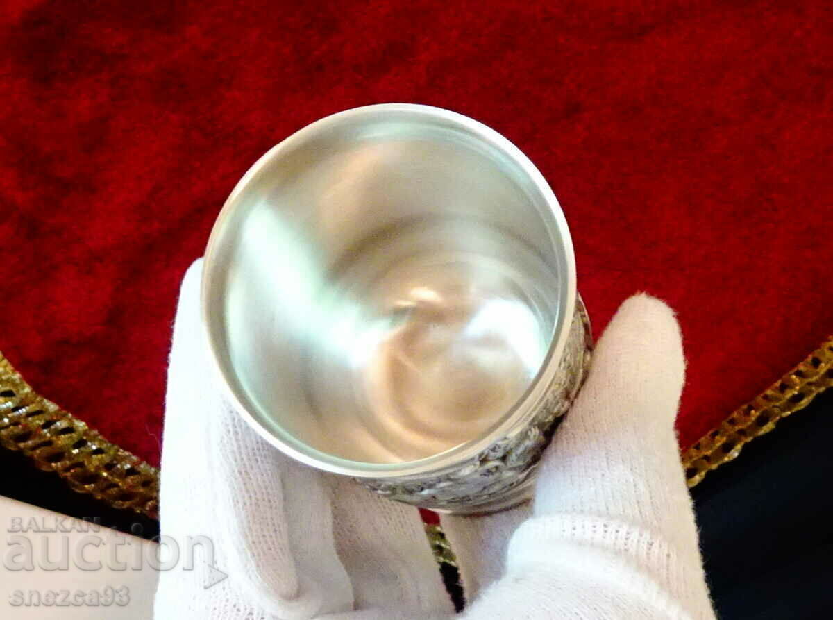 Pewter Wine Bowl, Rider, Dogs, Deer - 7 Pewter Wine Bowl, Rider, Dogs, Deer - 7