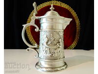 Ловна халба,кана от калай с картини.