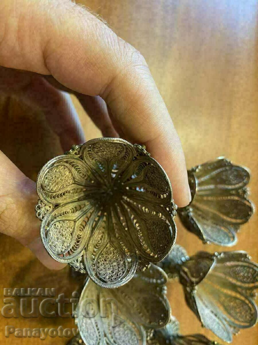 Auction  Lot of Ottoman sacks filigree set of 6 silver cups