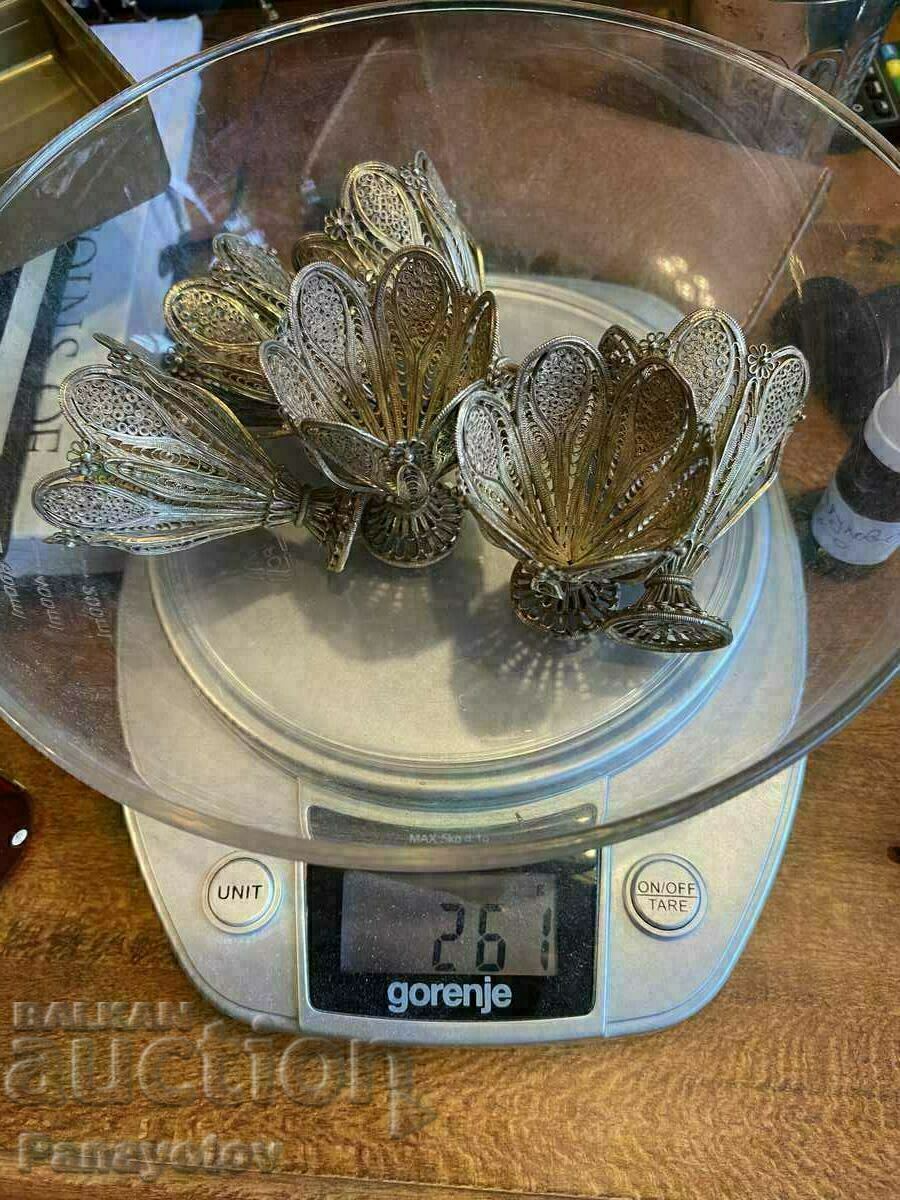 Πολλά οθωμανικά σακιά φιλιγκράν σετ με 6 ασημένια κύπελλα - 6 Πολλά οθωμανικά σακιά φιλιγκράν σετ με 6 ασημένια κύπελλα - 6