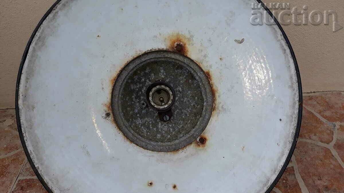 large enameled reflector industrial lamp 60s - 5 large enameled reflector industrial lamp 60s - 5