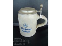 № * 6315 old porcelain mug - with metal lid