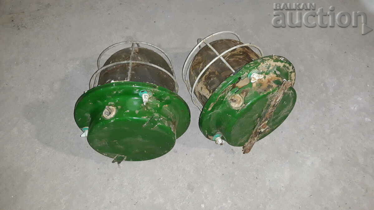 Licitație lampă retro industrială lampă lot 2 piese antiexplozie