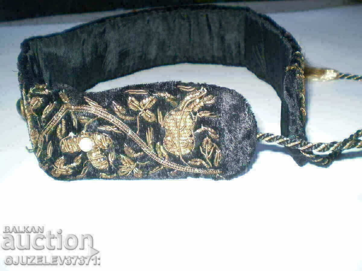 Women's black embroidery belt with purl threads - 5 Women's black embroidery belt with purl threads - 5