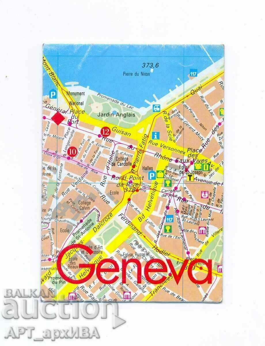 Туристическа карта на Женева.
