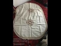 Linen tablecloth and crochet 115/90 cm