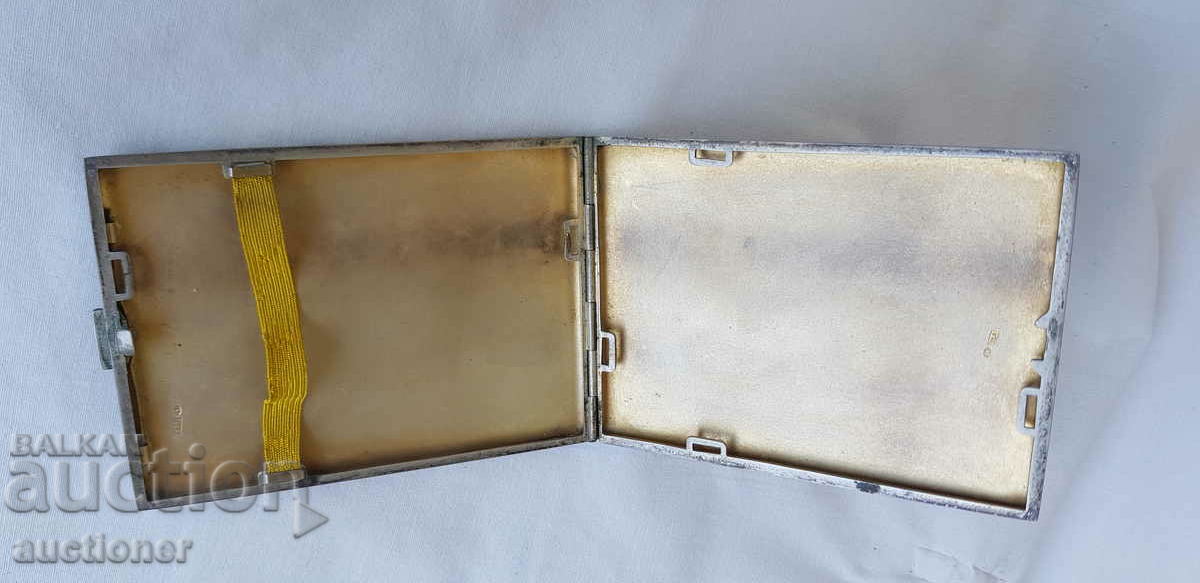 Old Polish silver cigarette case with gold ornaments 14 k. - 7 Old Polish silver cigarette case with gold ornaments 14 k. - 7
