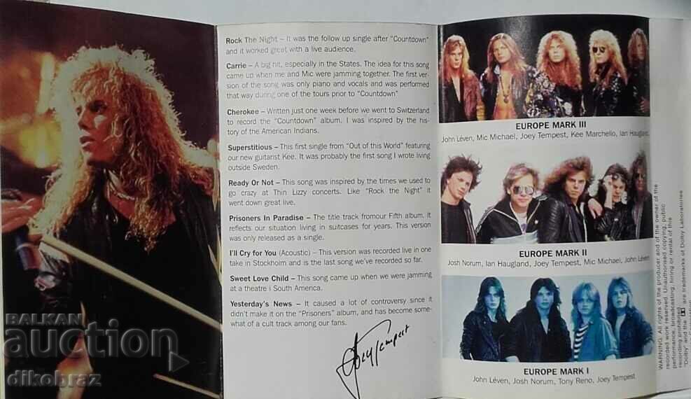audio cassette EUROPE - 1982/1992 - compilation of the above with price 8.00 BGN | € 4.09 audio cassette EUROPE - 1982/1992 - compilation of the above with price 8.00 BGN | € 4.09