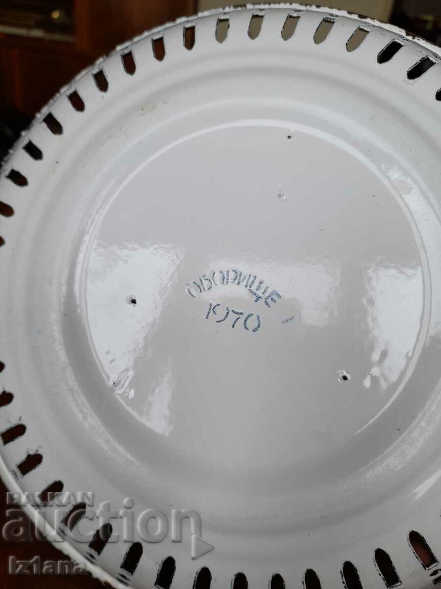 Old enamel plate, fruit bowl - 6 Old enamel plate, fruit bowl - 6