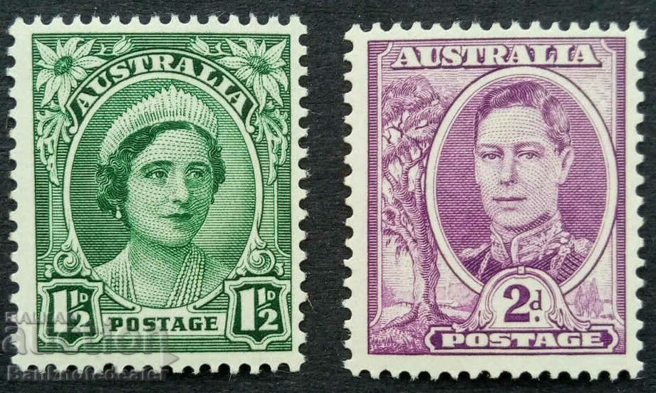 Australia 1942 King & Queen, 1 1 / 2d green 2d purple SG204-5