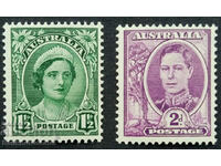 Αυστραλία 1942 King & Queen, 1 1 / 2d πράσινο 2d μωβ SG204-5