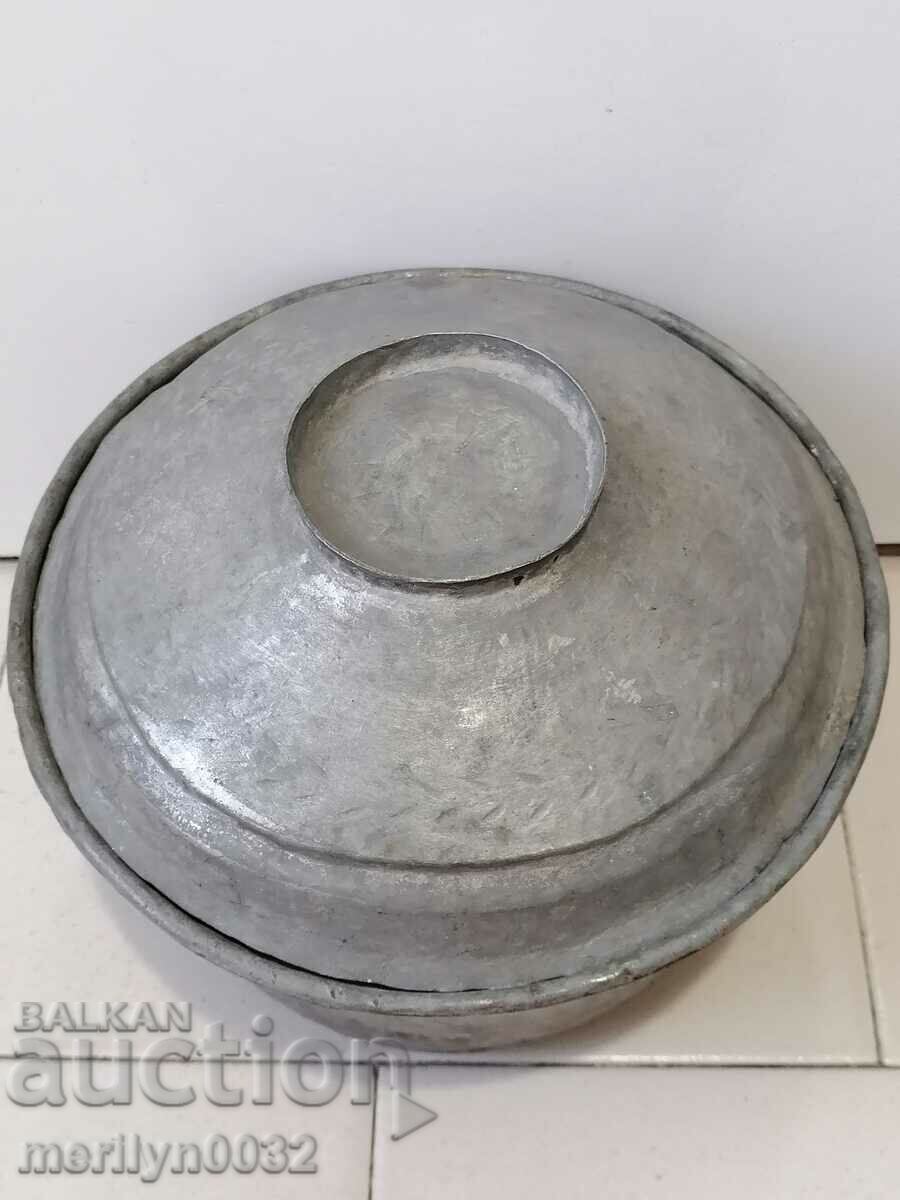 Old tinned copper copper pot with lid - 7 Old tinned copper copper pot with lid - 7