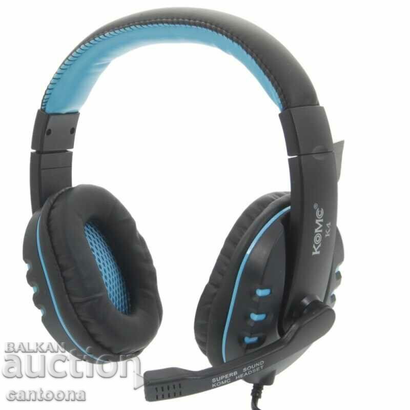 Ακουστικά gaming με μικρόφωνο για υπολογιστή KOMC K4 με τιμή 20.98 BGN | € 10.73 Ακουστικά gaming με μικρόφωνο για υπολογιστή KOMC K4 με τιμή 20.98 BGN | € 10.73
