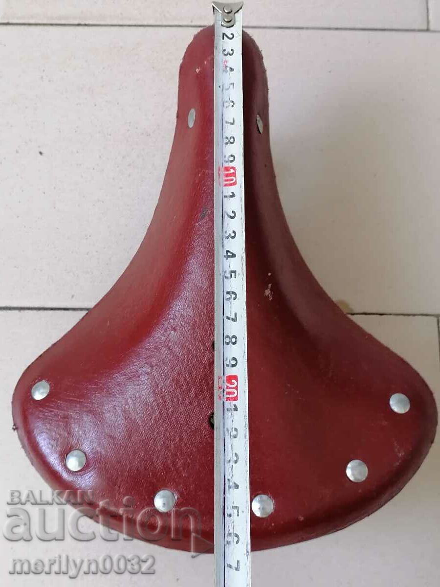 Old leather seat for bicycle, wheel - 5